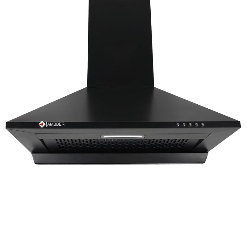 AMBBER Marvel Wall Mounted Kitchen Chimney 60 CM 1250 m³/hr. Powerful Suction,3 Speed Push Button Control, Filter less Technology