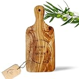 Hochzeit Brett mit Gravur aus Olivenholz – Personalisiertes Hochzeitsgeschenk mit Namen & Datum, Naturgeölt, 2 Designs: Blumen & Blätter