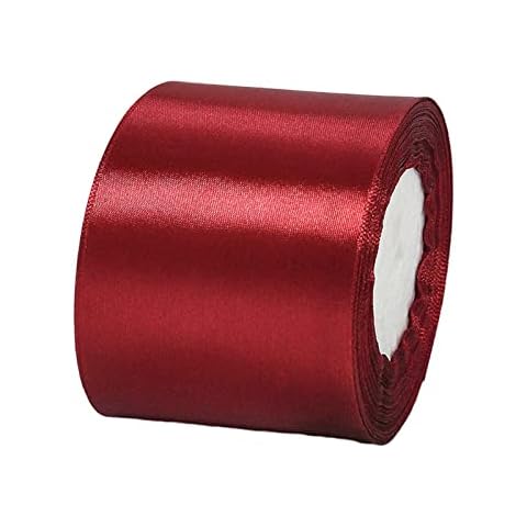 POPOYU Claret Wide Satin Ribbon for Gift Wrapping 3 inch,25 Yards Continuous Ribbons Roll, Ribbon Thick Solid Color Fabric Ribbon for Crafts,Wedding Car,Hair Bow Making,Wreath,Bouquet Cover