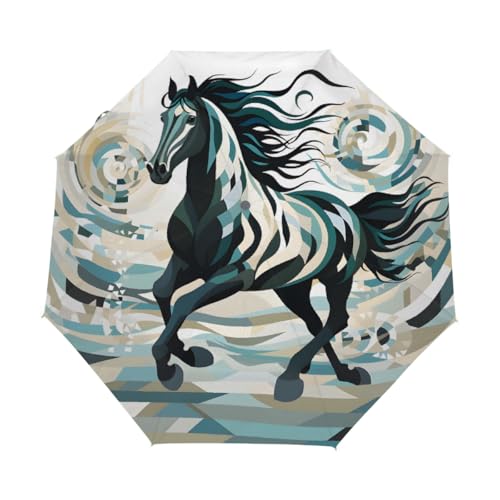 Parapluie pliant ethnique motif cheval léger et compact pour homme et femme anti-UV