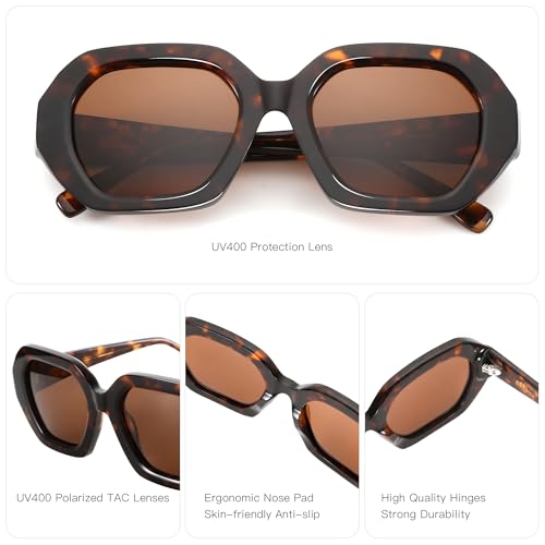 ZENOTTIC Trendy Polarized Sunglasses for Women: Designer Hexagon Sun Glasses for Ladies - Retro shades with UV400 Protection3