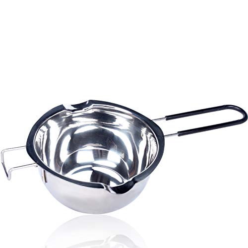 Stainless Steel Double Boiler Melting Pot with Heat Resistant Handle Large Capacity Chocolate Melting Pot for Butter Candy Butter Cheese Candle Making 600ML