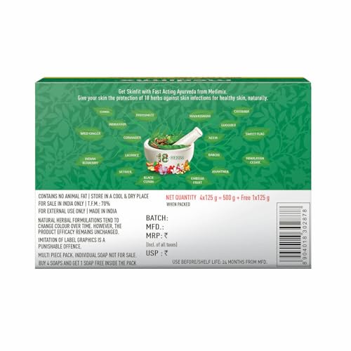 Image of Medimix Ayurvedic Classic 18 Herbs Bathing Soap 125g (Buy 4 Get 1 EXTRA Combo Pack) | Natural Oils For Healthy & Protected Skin | Shop Herbal | Natural | Paraben-free & Sulphate-free | 100% Vegan