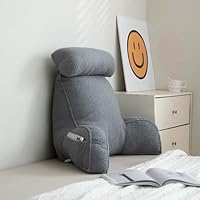 Pluizig, sherpa-fleece leeskussen met armen om in bed te zitten, te lezen, gamen, tv kijken, lendensteun, knuffelkussen, banksteun, rugsteun