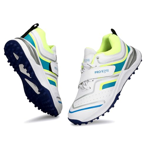 Image of PRO KVH Plus 2.0 Cricket Shoes for Men's White Red Orange Blue - Fast Strap Rubber Spikes, Lightweight,Performance, Comfort, and Durability Shoe for All-Round Performance