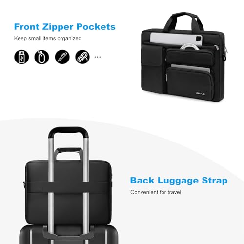 MOSISO Laptop Shoulder Bag 15.6 inch, 15-15.6 inch Computer Bag Compatible with MacBook Pro 16 inch, HP, Dell, Lenovo, Notebook with 2 Raised&1 Flapover&1 Horizontal Pocket&Handle&Belt, Black by MOSISO - Image 4