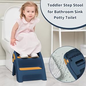 Toddler Step Stool Foldable 2 Step Stool for Kids Collapsible Stool Anti-Slip Stepping Stool for Bathroom Sink Potty Toilet Toddler Kitchen Stool Helper (DarkBlue) Toddler Step Stool Foldable 2 Step Stool for Kids Collapsible Stool Anti Slip Stepping Stool for Bathroom Sink Potty Toilet Toddler Kitchen Stool Helper DarkBlue