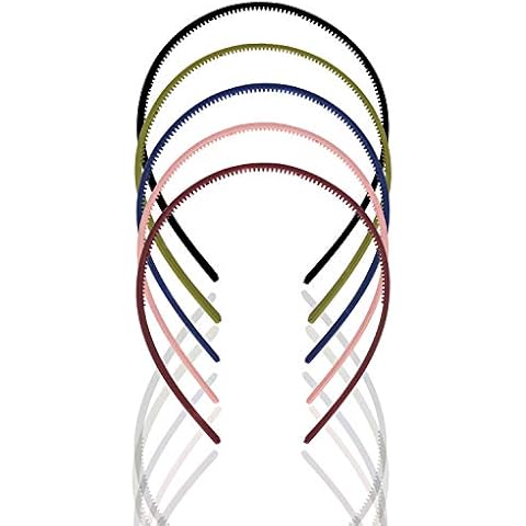 Xfantong 5 Pieces Plastic Plain Headbands Colorful Teeth Comb Headbands Skinny DIY Hair Bands Headbands for Women Girls (Green) Cover