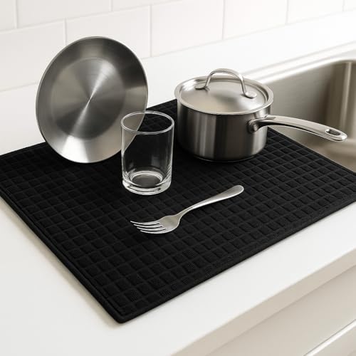 AERYS 38 x 51 cm Dish Dry Mat | Microfiber Home Drying Reversible Mat | Kitchen Absorbent Mats for Kitchen, Home, Office and Laundry | (1, 38 x 51 cm)