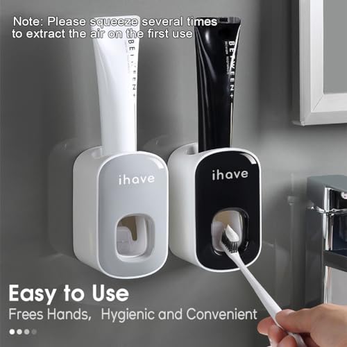 iHave Toothpaste Dispenser Wall Mount for Bathroom Automatic Toothpaste Squeezer (Grey) by iHave - Image 2