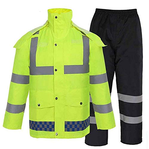 Impermeabili per adulti Guyuan Strada di amministrazione Traffico pattuglia Notte Costruzione Lavoro Riflettente Abbigliamento Fluorescente Verde Sicurezza Moto Divisa Tuta Traspirante (Size : XL)