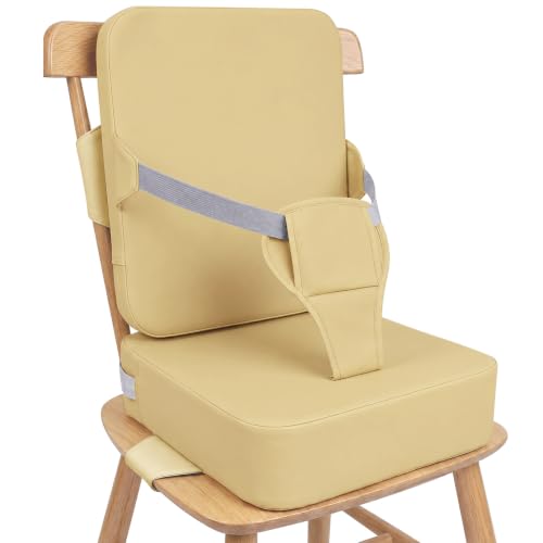 Image of Booster Seat for Kitchen Chair for Toddlers, Kitchen Chair Booster Cushion | Toddler Booster Seat for Dining Table with Backrest & Adjustable Straps, Non-Slip Portable Travel Cushion, Khaki
