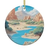 Oasis in The Desert Prints Weihnachten Keramik Runde Ornamente Weihnachtsbaumschmuck für Ferienhaus und Geschäft Dekorationen