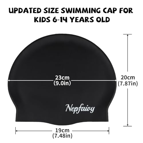 Nepfaivy Kids Swimming Cap Waterproof, Updated Size Silicone Swimming Hat Kids - Image 2