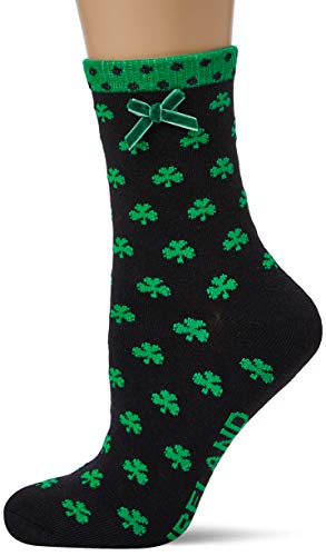 Carrolls Irish Gifts Damen T9314 Traditional Craft Knöchelsocken, Kleeblatt, Schwarz/Grün, One Size Cover