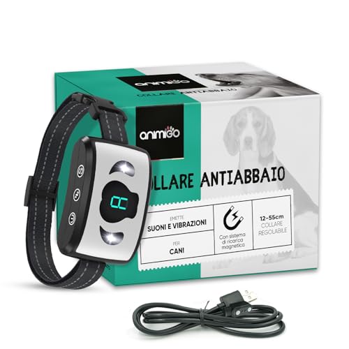 Collare Antiabbaio per Cani Educativo e Innocuo, Collare Cane Vibrazione con 8 Livelli e Suoni Regolabili, Collare Addestramento Cani Fino a 70kg, Senza Scossa, Ricaricabile, 7 Livelli di Sensibilità