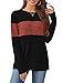 Womens Early Fall Fashion 2025 Trendy Clothes Long Sleeve Tops Fall Sweaters Color Block Women's Tops Black Caramel M