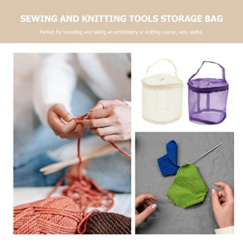 Image of Ciieeo Yarn Storage Bag 5.51 Inch Portable Mesh Tote for Knitting and Crochet with Ventilated Design Tangle-Free Yarn Carrier and Organizer for Craft Projects