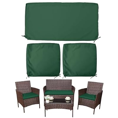 Snubbull 3 Pack Outdoor Patio Seat Cushions Replacement Covers Fit for 4 Pieces 4-Seater Wicker Rattan Patio Conversation Set Loveseat Chair Couch Furniture,36x18x2,18x18x2,Burgundy-Cover Only