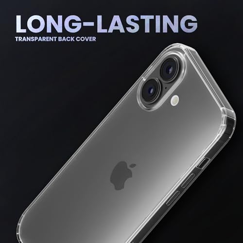 Image of UNBREAKcable Ultra Hybrid Back Case Compatible with iPhone 16 | Transparent Clear TPU Bumper Cover with Camera Guard Protection | Shockproof Hard Back Case | Lightweight Design & Scratch Resistant