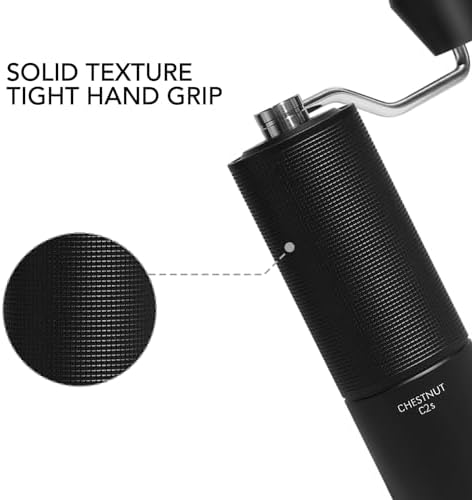 TIMEMORE Chestnut C2S Manual Coffee Grinder - Full Metal Body, 25g Capacity, CNC Stainless Steel Conical Burr, Adjustable Grind Setting, Double Bearing, Portable Hand Grinder, Black - Thumbnail 2