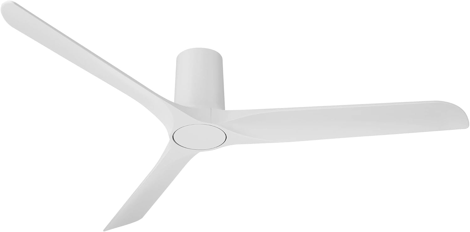 Casa Vieja Zebec 52" Modern Indoor Hugger Flush Mount Ceiling Fan with Remote Control, 3 Blades, 6-Speed Quiet Reversible DC Motor, Timer, Matte White Finish Low Profile Living Room Kitchen House