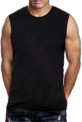 Zeratova Men’s Muscle Sleeveless Tank Top Athletic Training Shirt – 100% Cotton (L, Black)