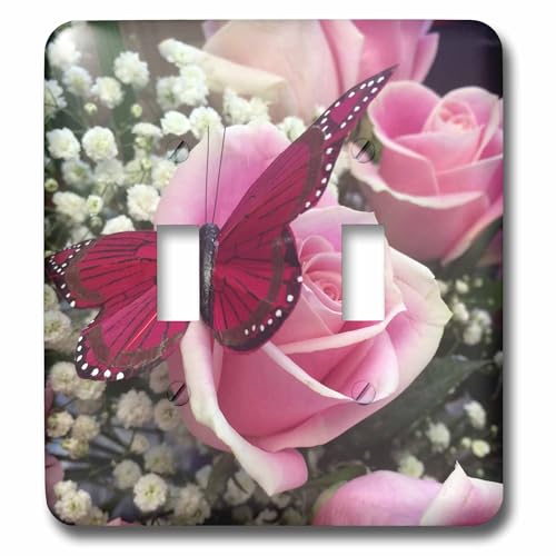 Interrupteur à bascule papillon rose pour décorer une chambre de fille ou un salon chic