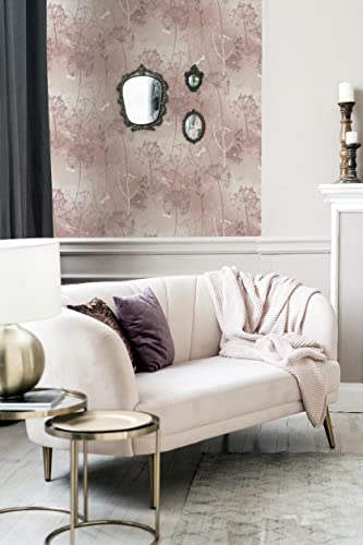 Arthouse Damselflies Sparkling Wallpaper - Encased Glitter Gel Highlights Catch The Light - Subtly Sparkling Glamour - Delicate Botanical Motifs - Magical Effect - 692305 Blush Pink One Size #TOP4
