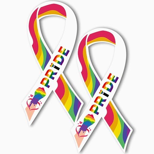 Image of Magnet Me Up LGBTQ Gay Pride Ribbon in Support of LGBTQ Rights Magnet Decal, 3.5x7 Inches, 2 Pack Magnet for Car, Truck, SUV, or Any Other Magnetic Surfaces, Social Movement Gift, Crafted in USA