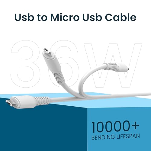 Image of UTRAX 1M Micro USB Cable 36W Fast Charging & Data Sync | Durable USB Charger Cable | Black | Compatible with Android, Power Banks, Bluetooth Devices & More