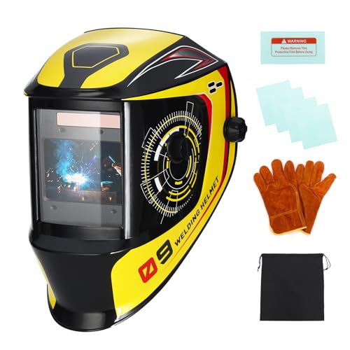 Image of NDUUN True Color Welding Helmet Auto Darkening Welder Mask 3.94" x 2.64" Large Viewing Screen Solar Battery Powered with 4 Arc Sensor Adjustable Shade Range 4/5-9/9-13 for Cut MIG TIG ARC Hood