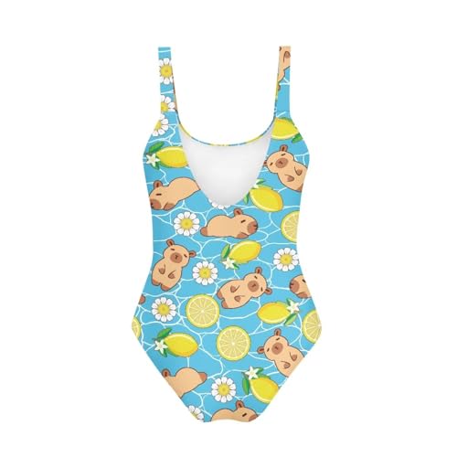 Image of One Piece Bathing Suit for Teen Girls Comfy Crewneck Backless Bathing Suit