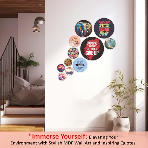 Image of Rousrie Wooden Wall Hanging For Home Decor, Set of 11, Living Room, Bedroom, Office Decoration (Motivational quotes 2)