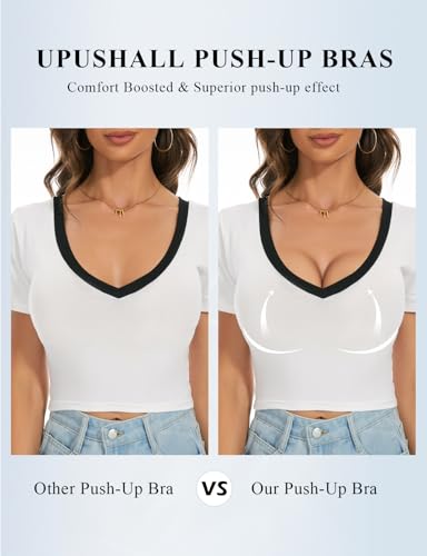 Push Up Padded Bra Plunge T-Shirt Bras for Women Add 2 Cup Sizes2