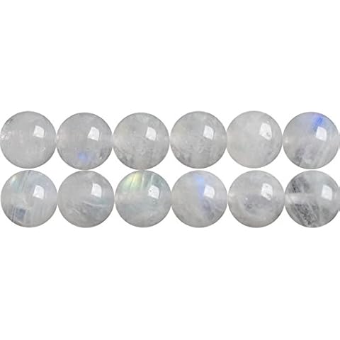 Real AAA White Moonstone with Blue Flash 7mm Spacer Beads Materials for Fashion Jewelry Craft Making Sold by One Strand 15 Inch APX 52 Pcs Cover