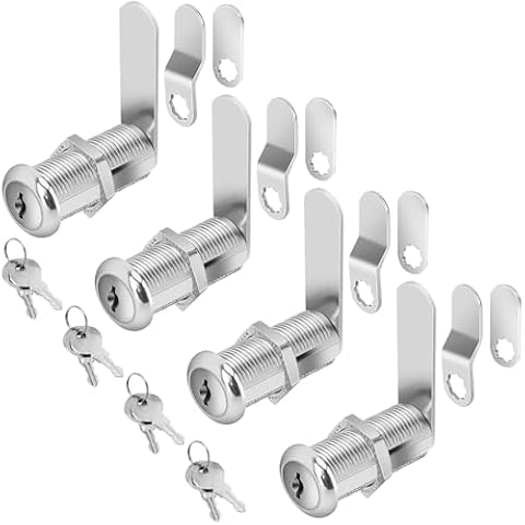 Cylinnda Cabinet Locks with Keys, 1-1/2" Long Cam Locks keyed Alike, Cabinet Cam Lock Set for Cabinets RV Storage Locks Tool Box, Zinc Alloy (4 Pack, 1-1/2 Inch) Cover