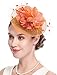 Fascinators Hats for Womens 50s Headwear with Veil Flower Cocktail Wedding Tea Party Church Derby Hat (1-4-orange)