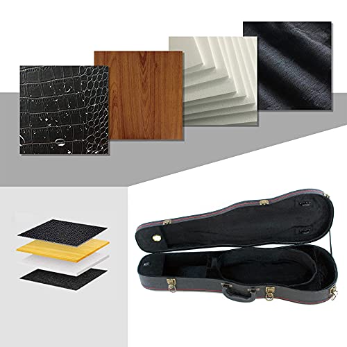 4/4 Full Size Violin Case, Plush Interior Wooden Hard Case With Hygrometer, Crocodile Pattern Leather Bulge Surface Case (Black) #TOP6