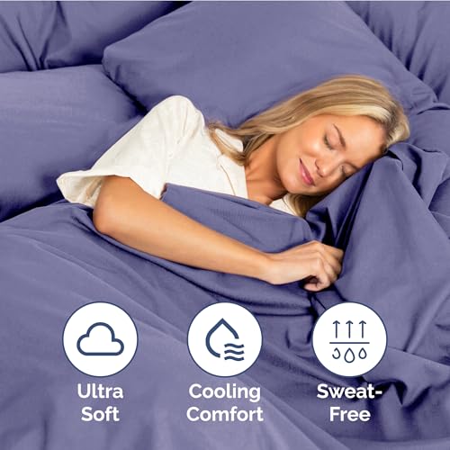 Image of Twin Size 3 Piece Sheet Set - Ultra Soft & Cooling Sheets - French Violet | Fits 8 Inch to 16 inch Mattress, Wrinkle Free & Fade Resistant with Deep Pockets, Breathable, Comfy Hotel Luxury Bedding
