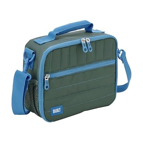 BUILT Puffer Water-resistant Polyester Lunch Box, Lightweight Insulated and Reusable with Detachable Adjustable Strap, Forest Green