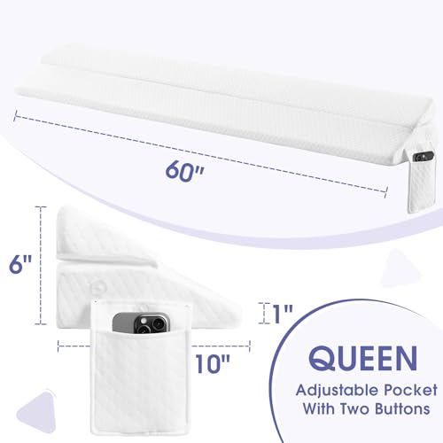 Almofada de cama para cabeceira – Almofada de cunha Queen (152,4 cm x 25,4 cm x 15,2 cm) - Enchiment