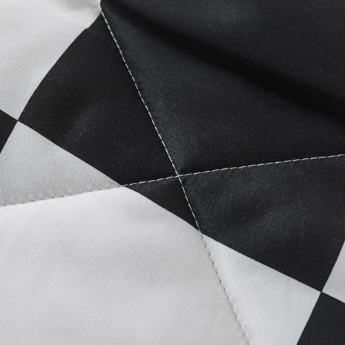Image of Caressma Comforter Set Black White Checkered King Size Bedding Set