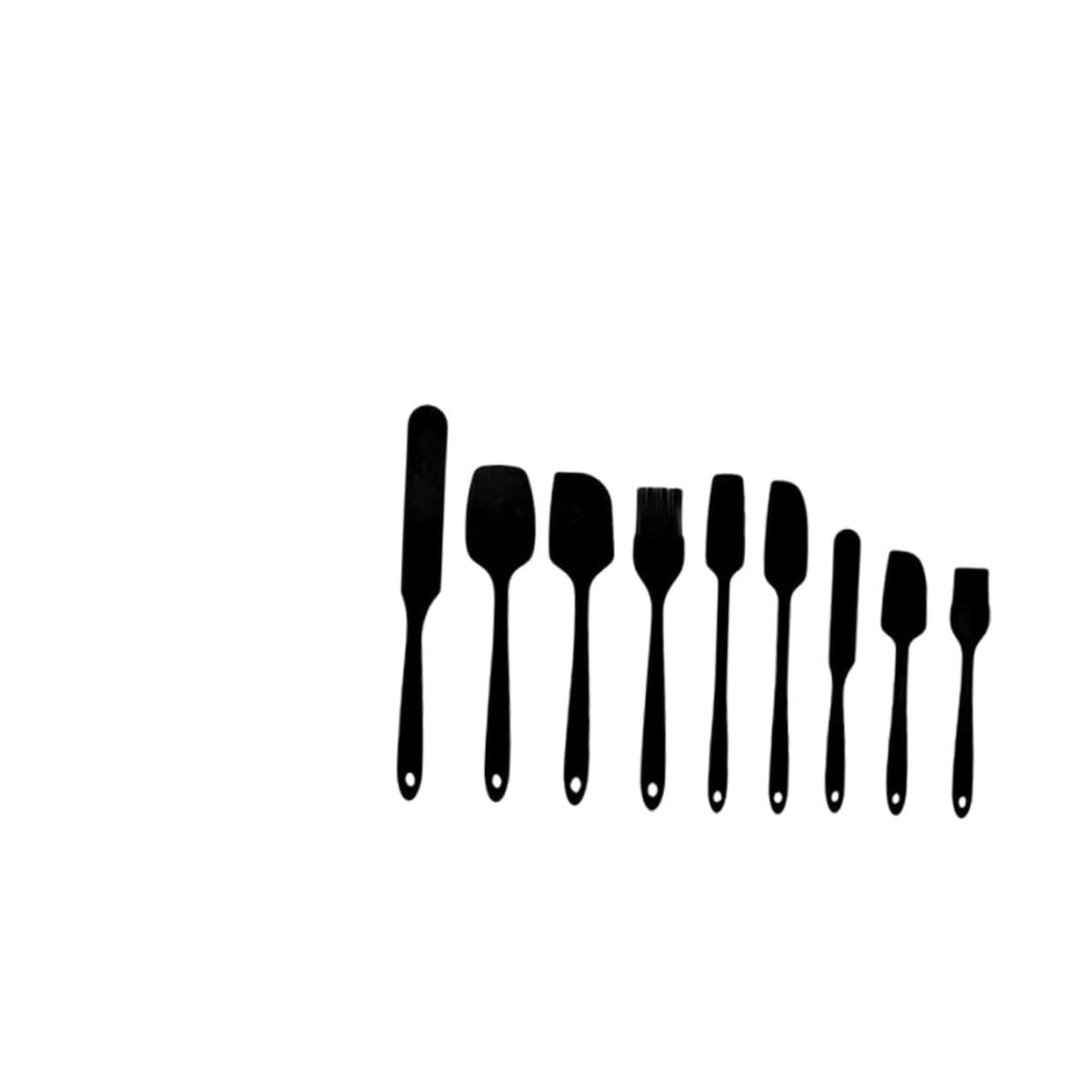 Espátula de Silicona para Hornear 9 Piezas Negra Resistente