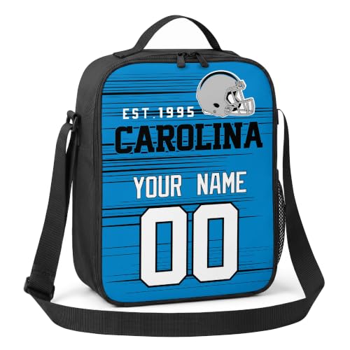 Image of Carolina Lunch Bag Custom Name and Number Personalized Gifts | Custom Personalized Lunch Box for Men Women