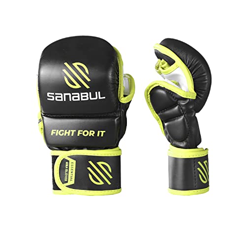 New Item Sanabul Essential 7 Oz Mma Hybrid Sparring Glove (Black/Green, Small/Medium) #TOP5