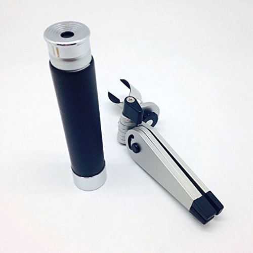 Telescopio metálico negro mate con trípode miniatura 5