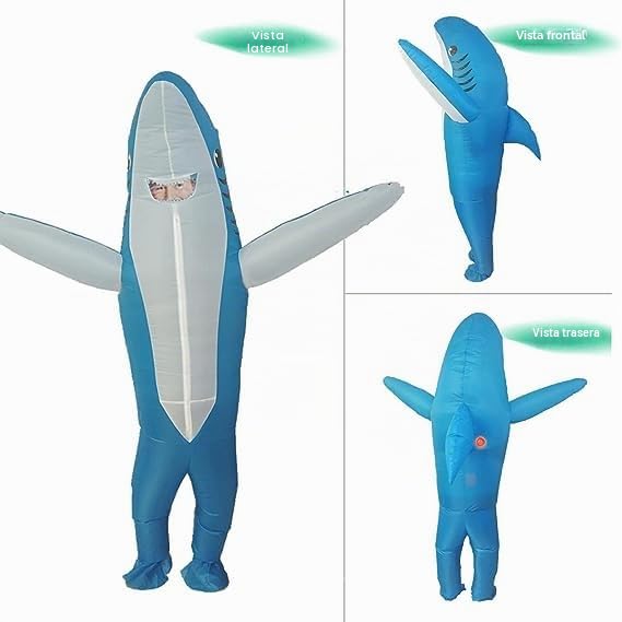 Disfraz inflable de tiburón para adulto - Halloween inflable adulto disfraz tiburón para Halloween cosplay fiesta