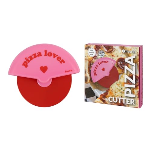 Fisura – Cortador de pizza original "pizza lover". Cortapizza con rueda divertido. Cuchillo para pizza de acero inoxidable y ABS. Medidas: 7,5 x 5,5 centímetros.