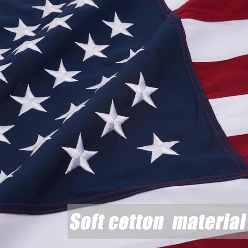 Flagolden Cotton American Flag 4x6 ft Embroidered Outdoor US United USA Flags Heavy Duty, Cloth America Flag for 250th Anniversary Outside with 2 Brass Grommets by Flagolden - Image 3